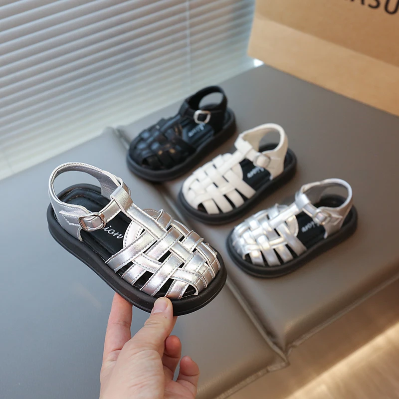 Children Weave Sandals Boys Girls Toes Capped Roman Shoes Kids Summer Beach Shoes Breathable Non-slip Soft Sole