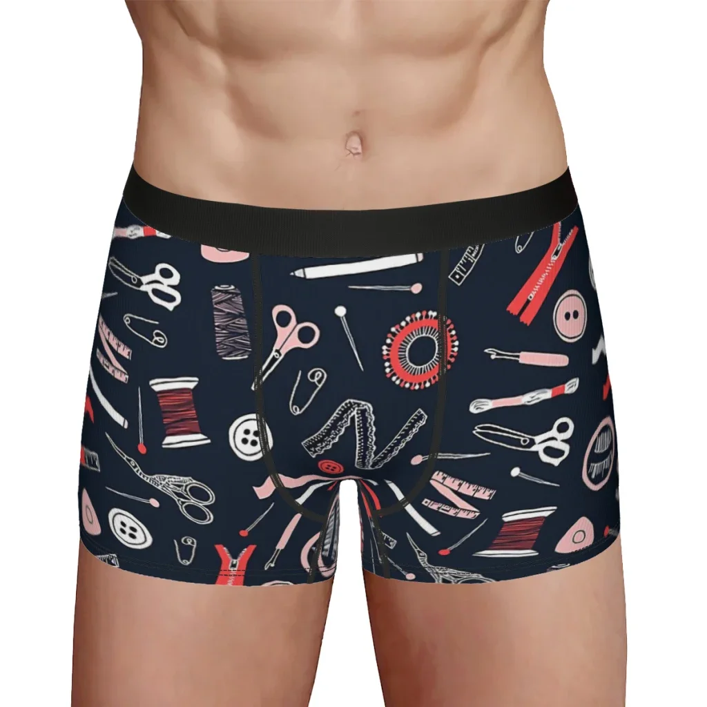 Sewing Theme Print  Underpants Homme Panties Men's Underwear Ventilate Shorts Boxer Briefs