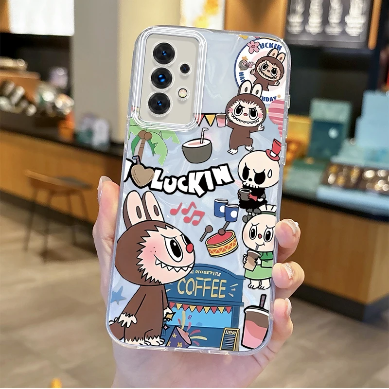 Cute Labubu Cartoon Phone Case for Samsung Galaxy A35 A34 A33 A32 A31 A30 A25 A24 A23 A22 A21 A20 A16 A15 A06 Hard Gradient Case