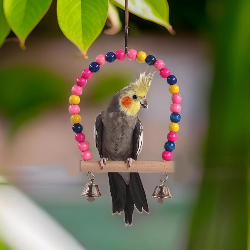 Multifunctional Parrots Stand Grinding Scratchers Toy for Conure Beads Toy Hammock Standing Toy for Parrot