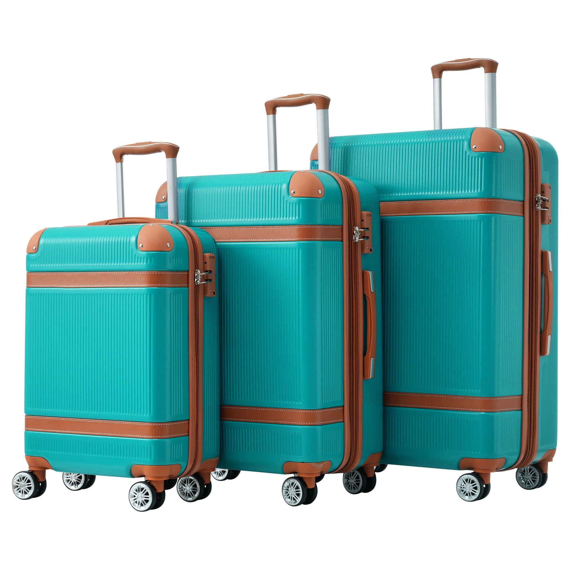 20'' 24'' 28'' 3 Pcs Luggage Travel Suitcase with 8 Spinner Wheels TSA Lock Collision-Protection Angle Travel Rolling Luggages