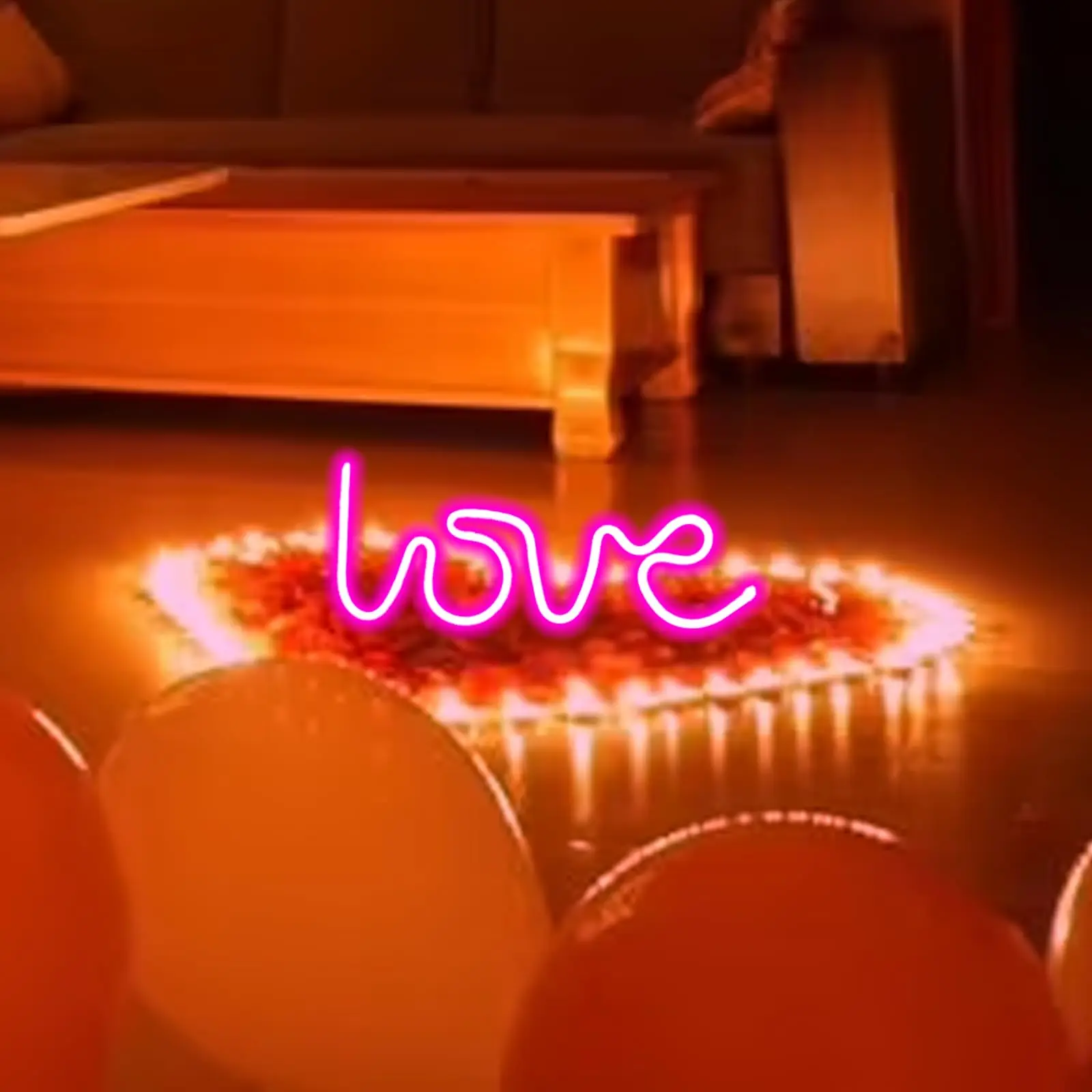 Letrero de luz de neón LED LOVE para suministros de fiesta, decoración de mesa, luces nocturnas estéticas para dormitorio, bar, día de San Valentín, regalos de cumpleaños