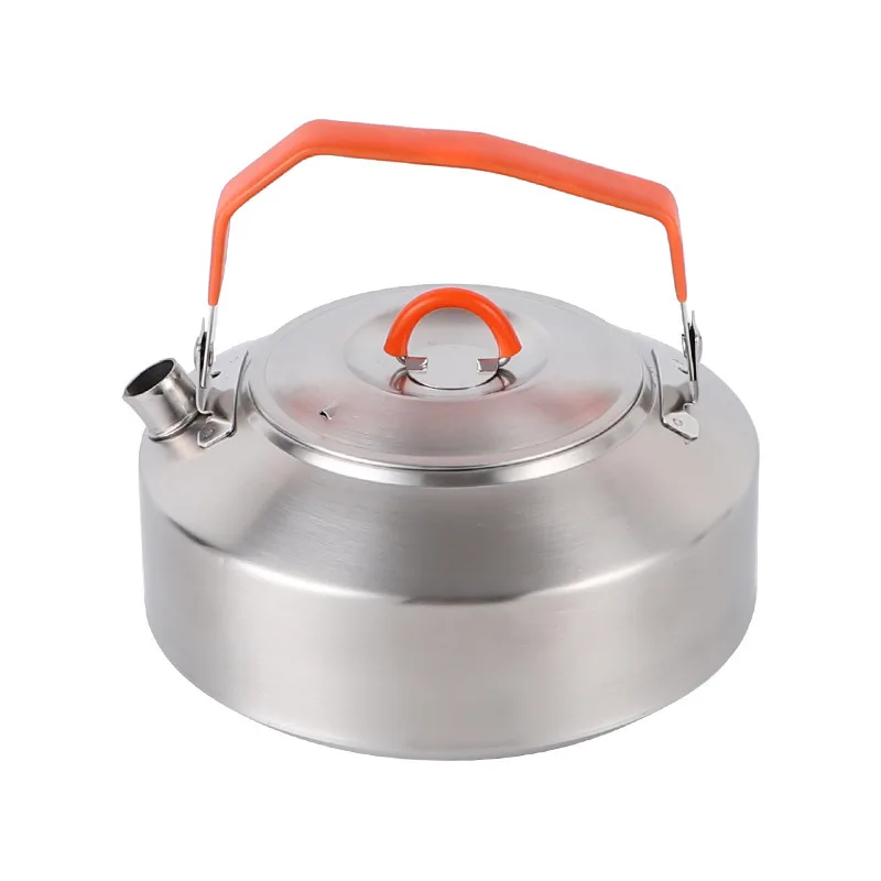 Outdoor Stainless Steel Tea Kettle 1L Portable Camping Pot Set Travel Tea Kettle Set with Food-Grade 304 Stainless Steel Pot