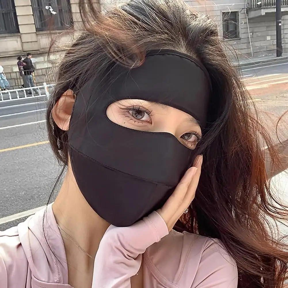 

Summer Full Cover Face Mask Sunscreen Mask Ice Silk Protection Breathable Sunshade Uv Cycling Face B1P7