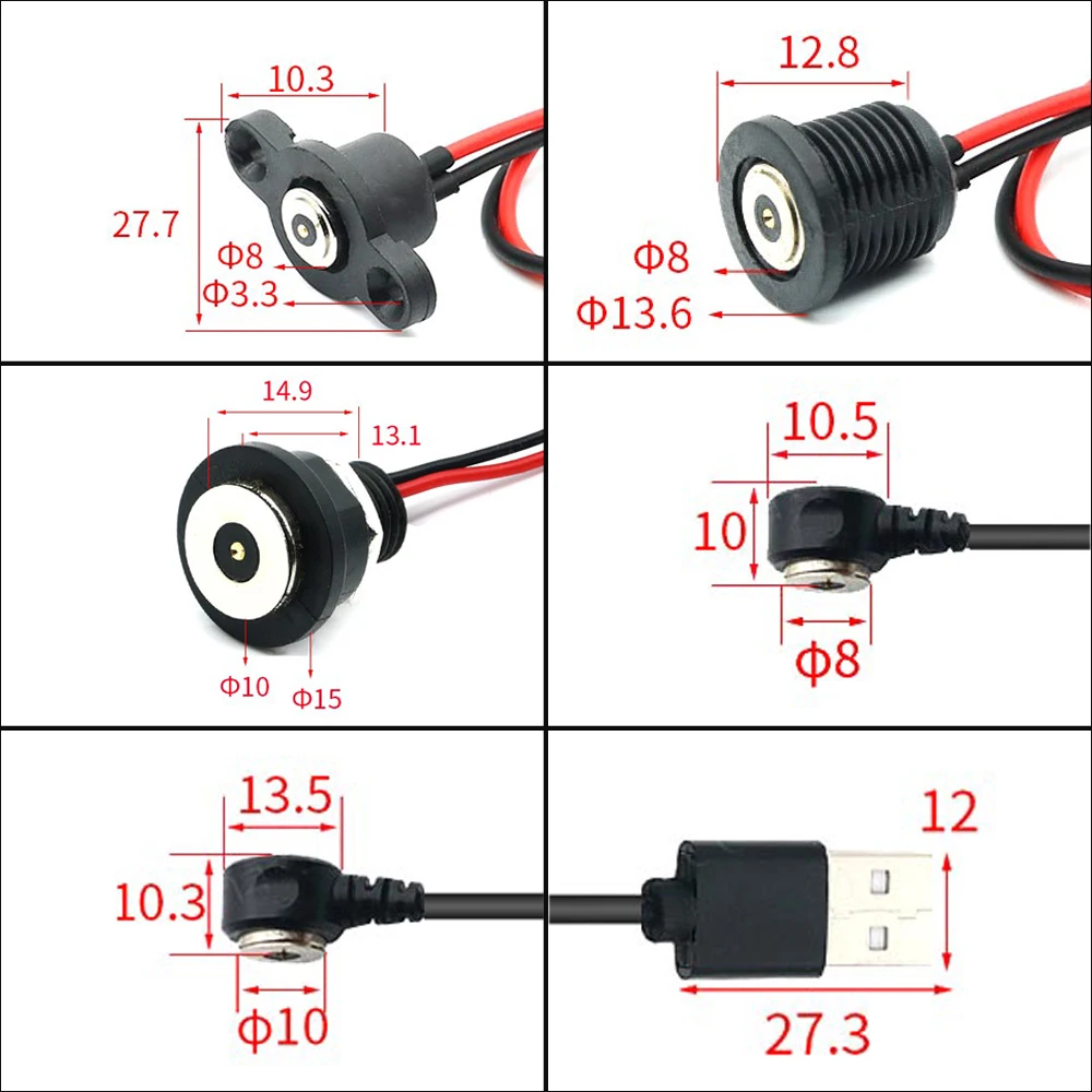 1 Stück 8mm 10mm Magnetischer DC-Stromstecker Ladeanschluss Stecker & Buchse DC-10A-CX DC-12A-CX DC-11A-CX DC-15A-CX – Detail 6