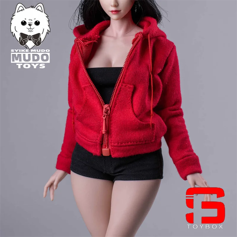 W magazynie CTC-006 1/6 kobiecy zamek błyskawiczny bluza z kapturem kurtka płaszcz topy ubrania Model fit 12 ''żołnierz figurka ciała lalki