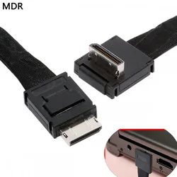 SFF-8611 Cable OcuLink PCIe 4.0 PCI-E Express SFF-8611 4i Male to SFF-8611 4i Male 90 Degree Angled 80cm