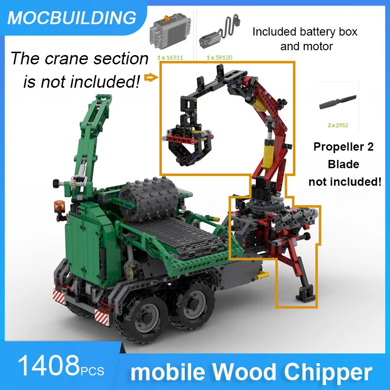 MOC Building Blocks Mobile Wood Chipper for Unimog 8110 DIY Assemble Bricks Educational Creative Transport Toys Gifts 1408PCS