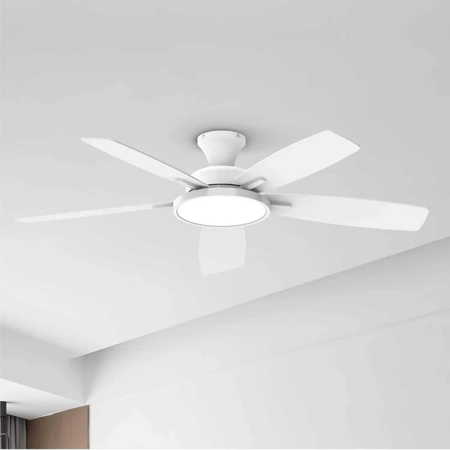 52 inch Ceiling Fans with Lights,Remote Control Multifunctional Quiet Fan with Three Color Temperature and Dimmable Light with R