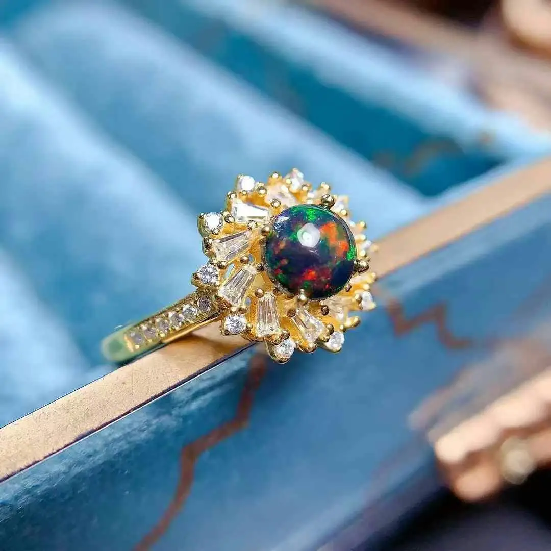 

Elegant Birthday Gift Super QNew Coming Opal Ring Natural Real Opal 925 Sterling Silver Delicate Women Wedding ring Fine Jewelry