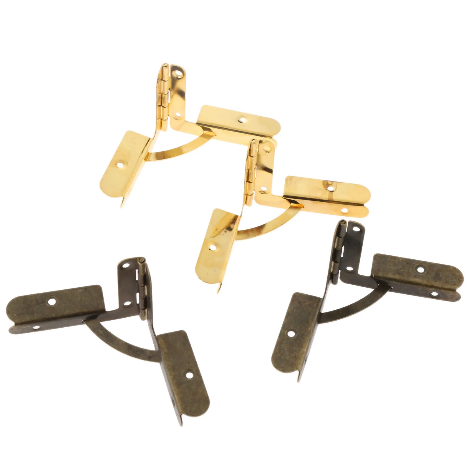 골동품 청동/골드 경첩 지지 프레임, 53x40mm, 보석 와인 케이스, 나무 선물 상자 뚜껑, 90 도 스프링 가구 하드웨어, 4 개