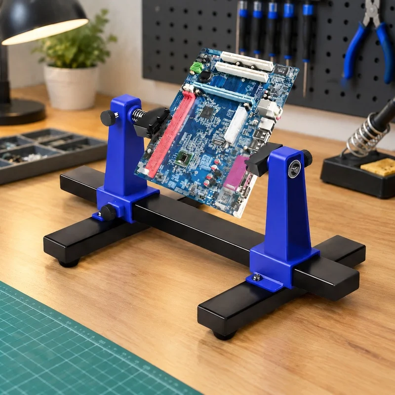360° Swivel Soldering Stand with Versatile Toolbox for PCB Repair and Assembly