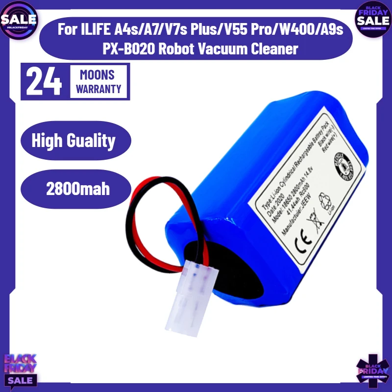 

14.8v 2800mah Batteries CR130 Part Li-lion Battery for ILIFE A4s/A7/V7s Plus/V55 Pro/W400/A9s PX-B020 Robot Vacuum Cleaner