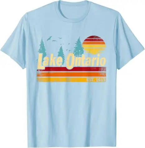 Ontario-See Vintage Sonnenuntergang Est. 1615 Herren Damen T-Shirt Y2k Seefahrten Outdoor-Urlaubskleidung Retro-Stil Bootfahren Angeln T-Shirts – Detail 12
