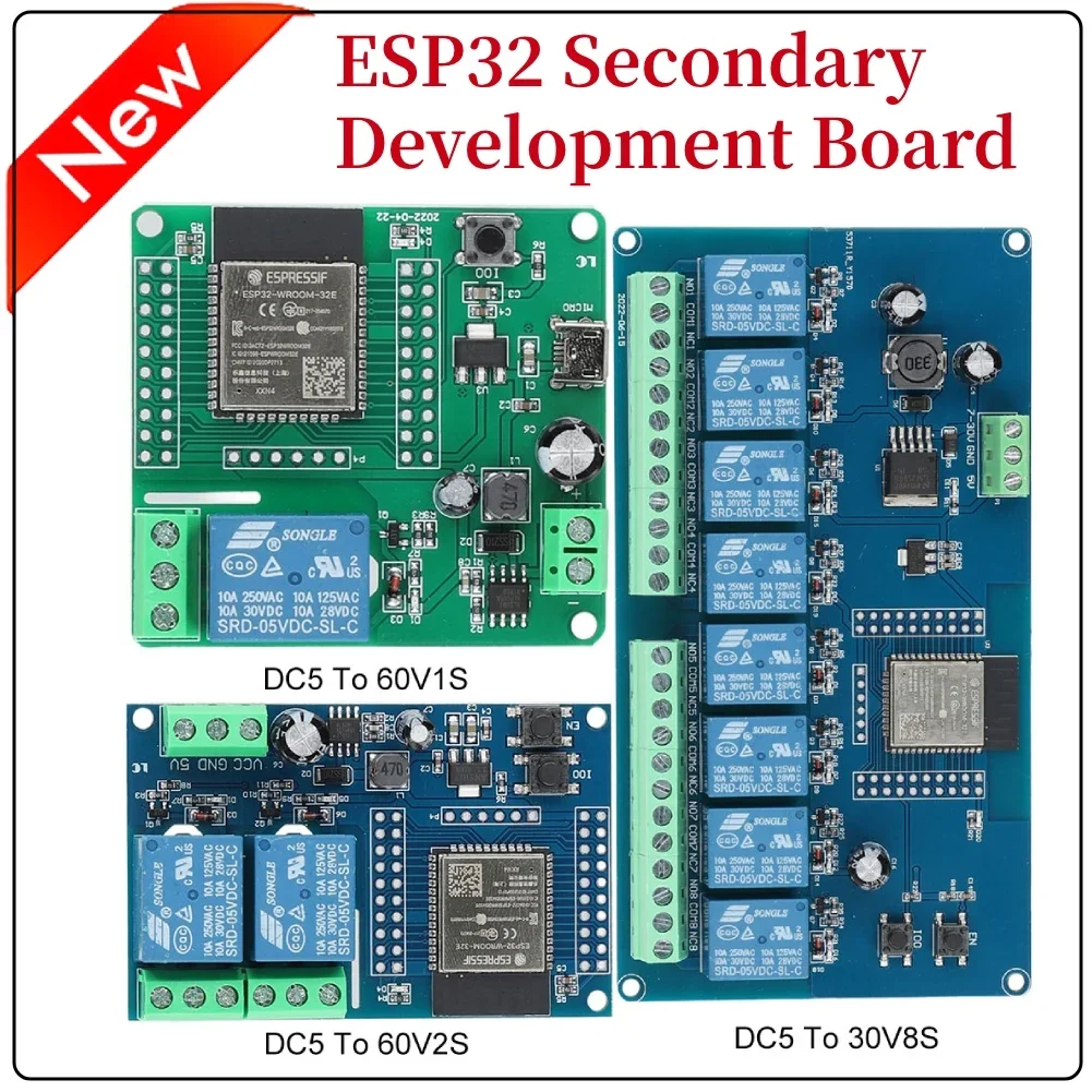 

1/2/8 Channel ESP32 WIFI Bluetooth BLE Relay Module AC90-250V/DC5-30V Power Supply ESP32-WROOM Secondary Development Board