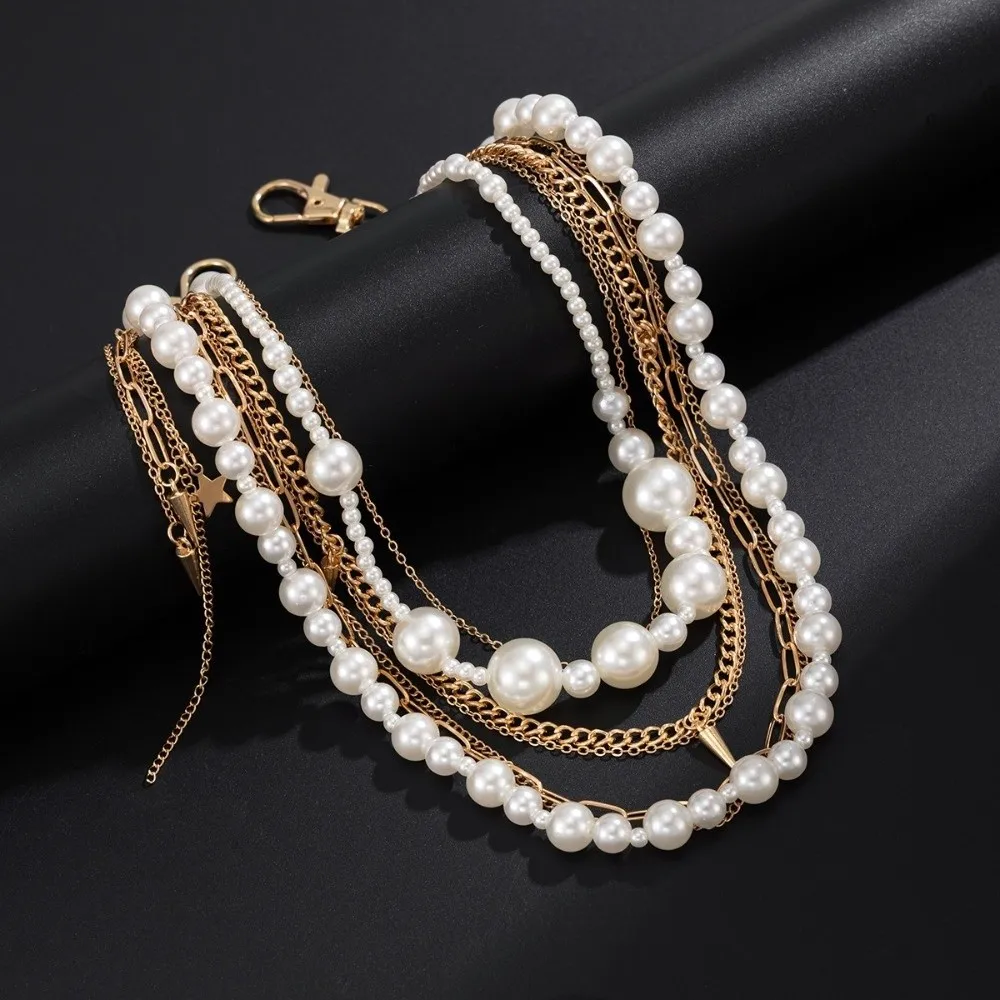 

Luxury Imitation Pearl Trousers Keychain Layered Tassel Pearl Metal Punk Chain Wallet Jeans Hip Hop Waist Key Chain Hipster