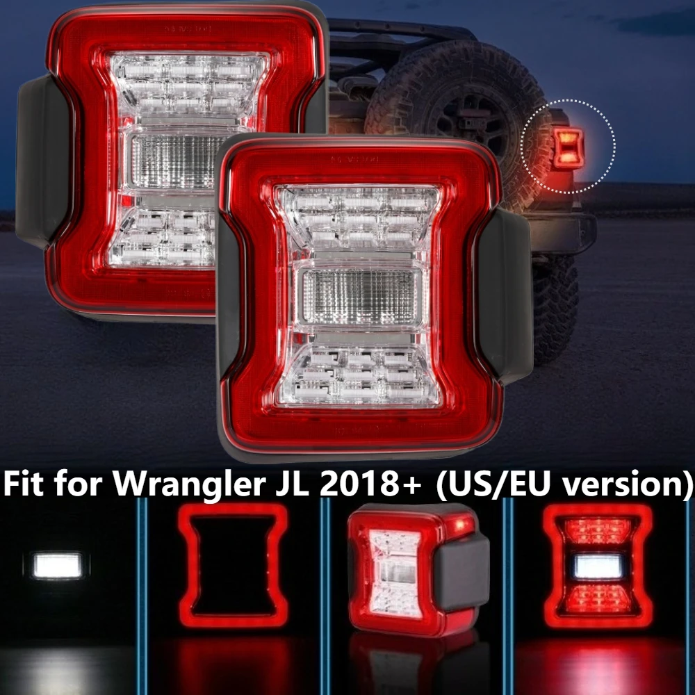 

LED Tail Lights Rear Brake Turn Signal Reversing Lamps For Jeep Wrangler JL 2018+ Double Flash Running Light