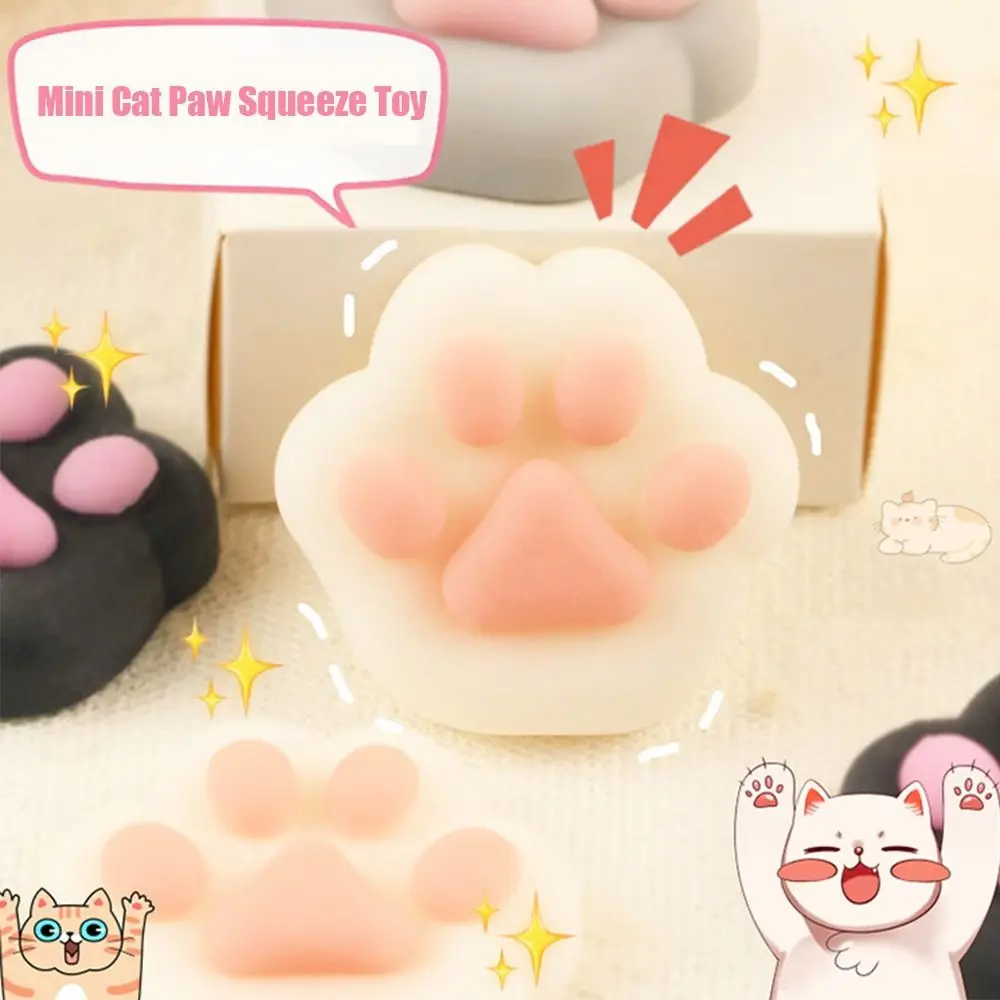 Cute Sensory Toy Mini Cat Paw Squeeze Toy Silicone Fidget Toy Cartoon Fidget Toy 3D TPR Pinch Decompression Toy Children