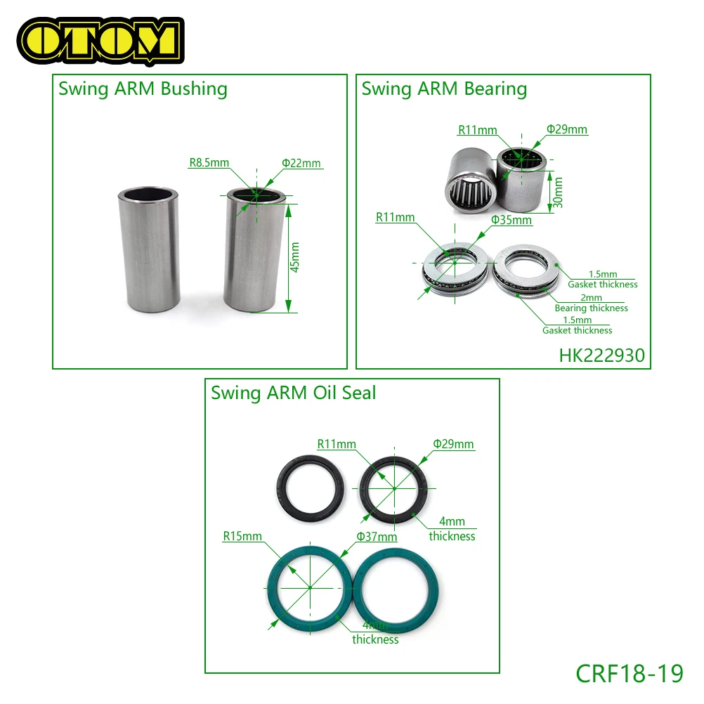 Motorcycle For HONDA Swing ARM Bearing Oil Seal Bushing CR125 CRF250R CRF250X CRF450R CRF450L CRF450RX CRF450X CRF450RWE Bikes