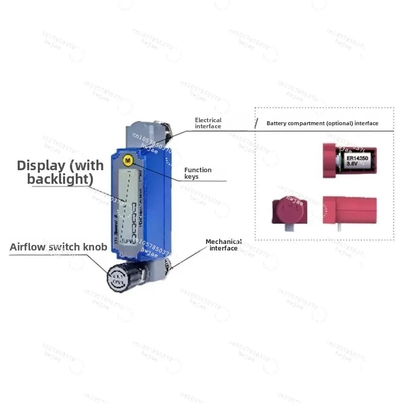 High Precision Gas Mass Flowmeter Adjustable LCD Display for Air Oxygen Nitrogen Argon Glass Rotor Flow Meter