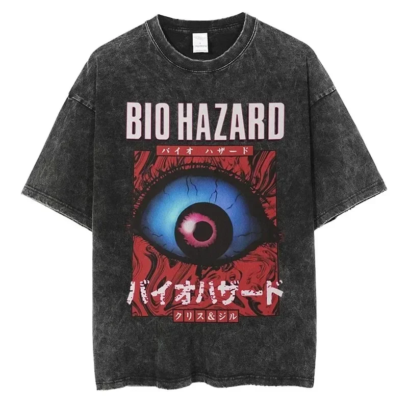 Silent Hill Biohazard T-shirt Survival Horror Parasite Eve Eyes Graphic Men Women Streetwear Cotton Oversized Short Sleeve Tees