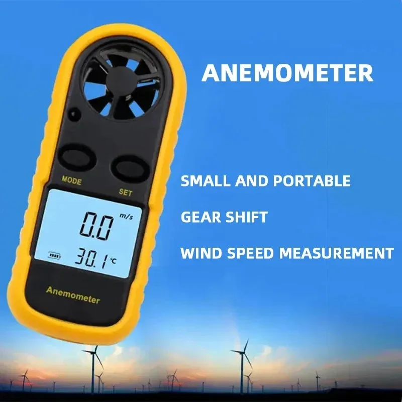 GM816 Digital Anemometer 30m/s Pocket Wind Speed Gauge Meter LCD Mini Wind Meter Wind Speed Temperature Measure Data Hold