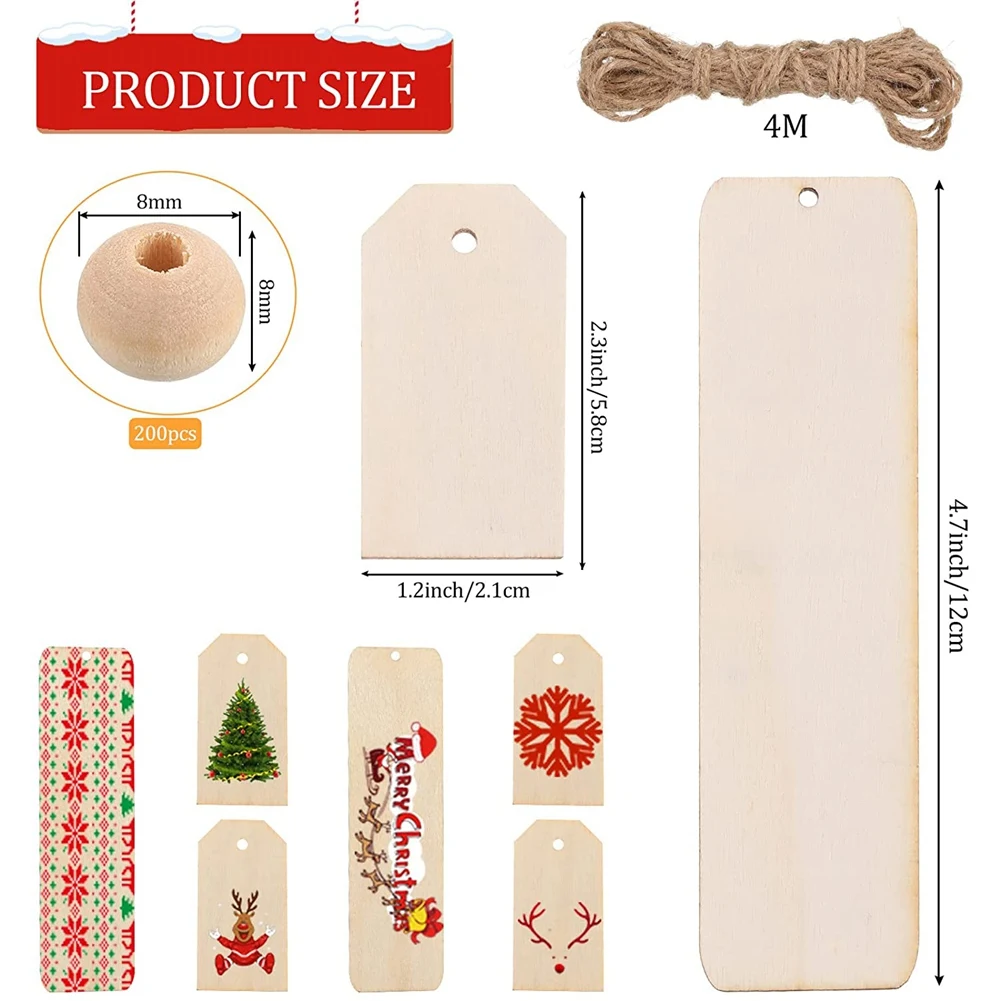 علامة خشبية فارغة مع ثقب ، إشارة مرجعية خشبية ، حبات متنوعة ، حبل للإكليل ، مشغولات يدوية ذاتية الصنع ، ديكور حفلات ، هدية