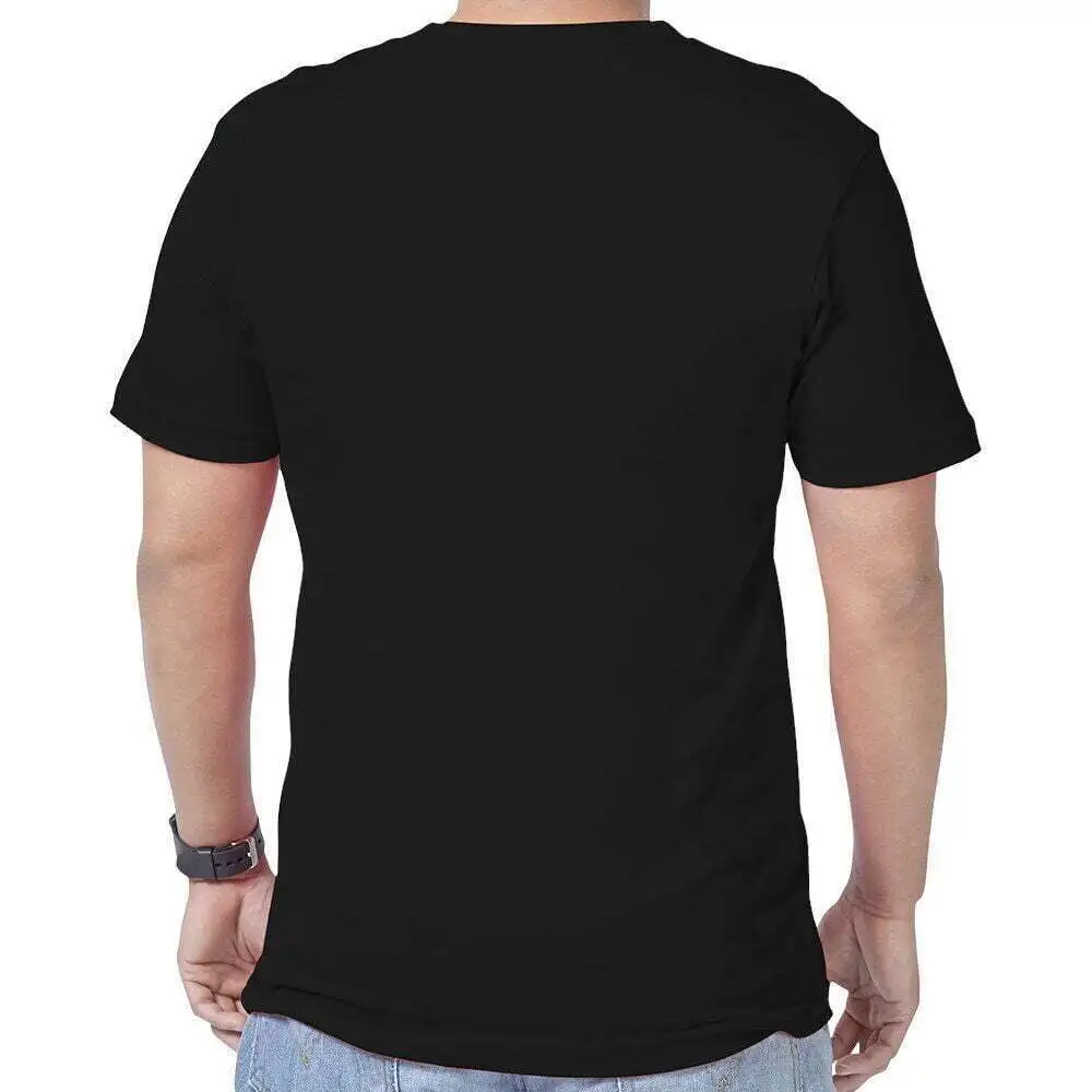 Trendy Black T-Shirt with Bold 'Happy Nthell Worky Land' Graphic Design