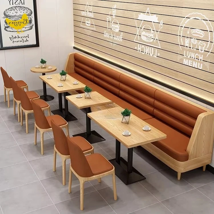 Dining Seating Booth Sets for Restaurant Furniture Customized Seating Fast Food Restaurant Sofa Booth Hot Sale Chair and Table