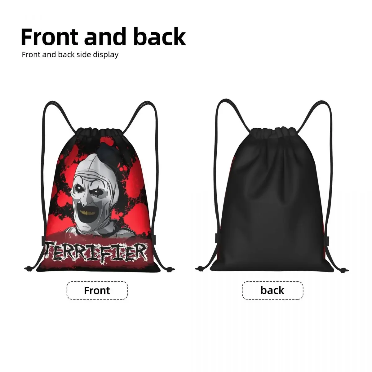 Custom Terrifiers Movie Art Horror Slasher Halloween Drawstring Backpack Bags Lightweight Gym Sackpack Sacks for Traveling