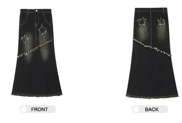 レディース秋アメリカンヴィンテージセクシーなブルーフィッシュテールデニムスカート多用途年齢軽減スリムレジャーハイウエスト個性スカート