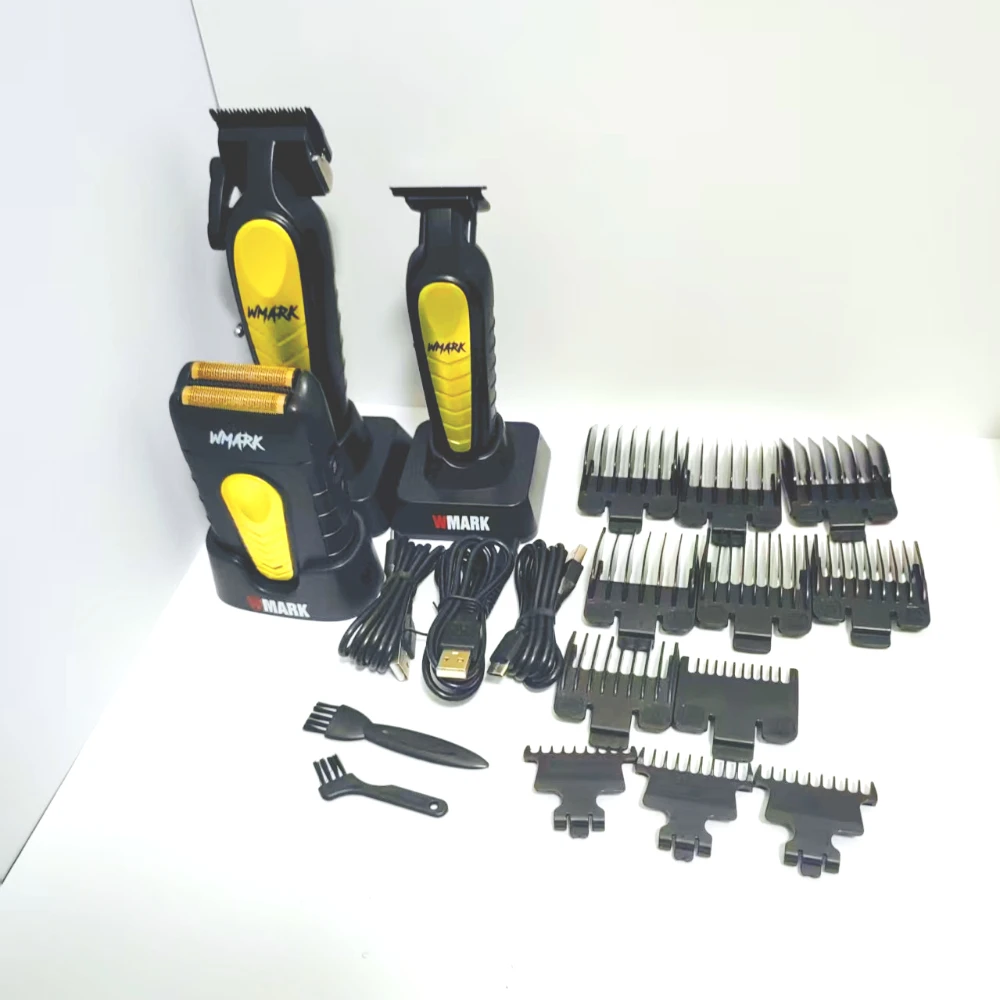 WMARK NG-1638KIT 남성용 헤어 트리머 헤어 클리퍼 3종 세트 오일 헤드 전기 푸시 클리퍼 면도기 헤어 살롱