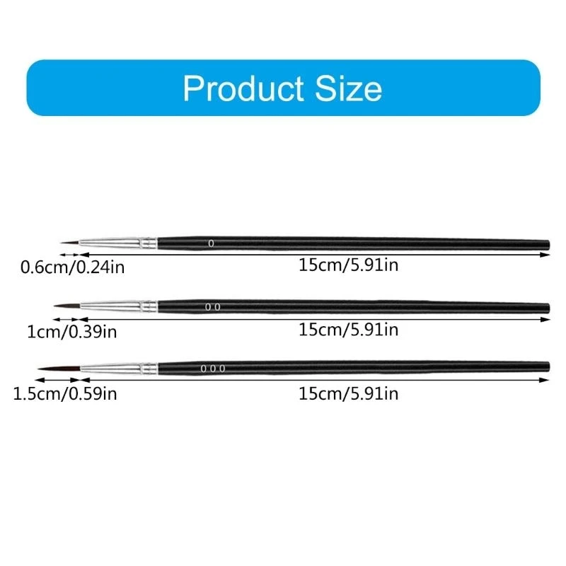 30개/세트 고급 페인트 브러쉬(3가지 크기) # 0 # 00 # 000 작은 디테일 페인팅 브러쉬 작은 라이너 팁 페인트 브러쉬 페인팅용