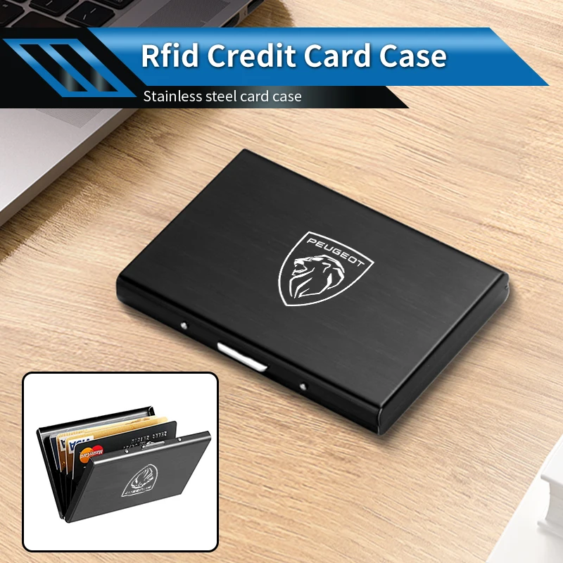 حامل بطاقة الأعمال الفولاذ المقاوم للصدأ حافظة بطاقات الهوية سليم محفظة معدنية لبيجو 206 307 308 3008 207 208 407 508 2008 5008 4008 #4