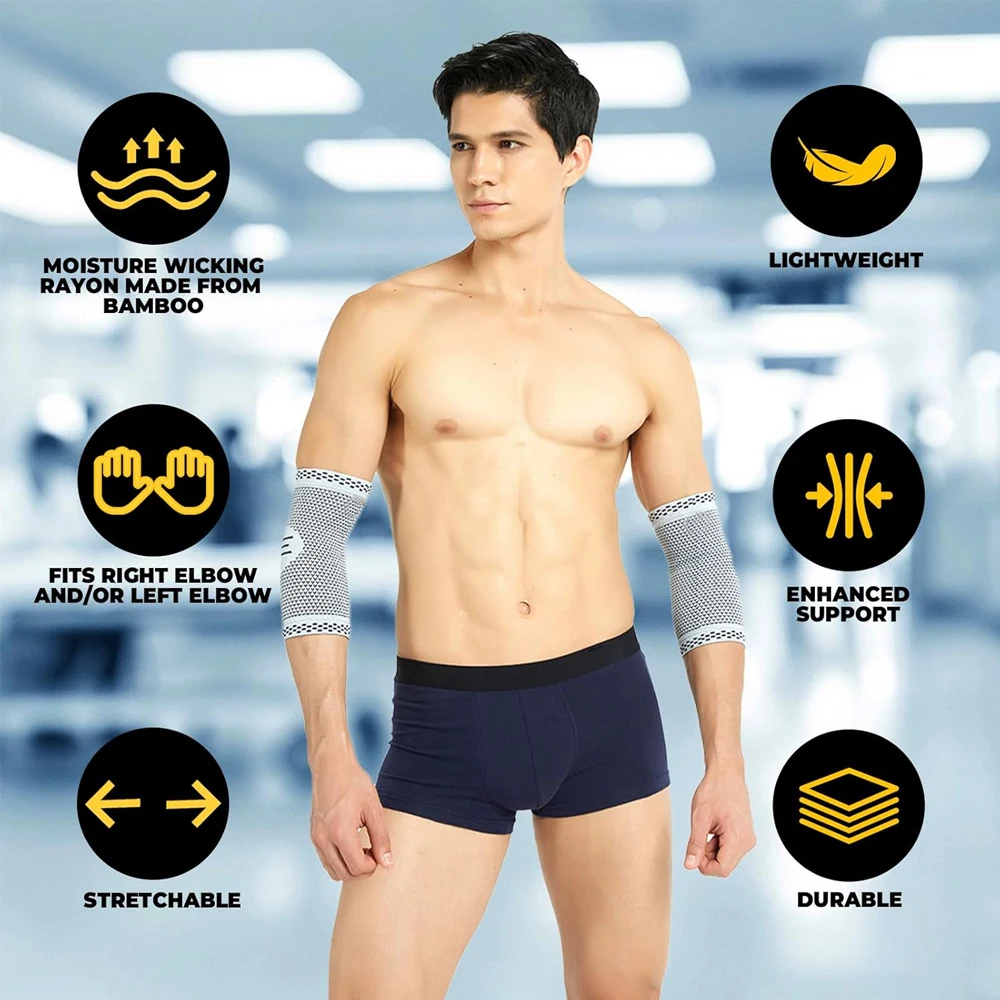 1pc Elbow Brace Compression Support Sleeve for Tendonitis, Tennis Elbow, Golf Elbow Treatment - Reduce Joint During Any Activity