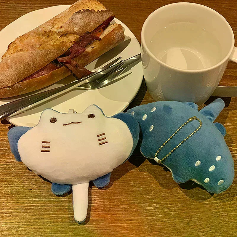 1pc Cartoon Doll Toy Marine Animal Devil Rays Plush Ornament Stuffed Manta Ray Keychain Pendant Kids Girls Gifts