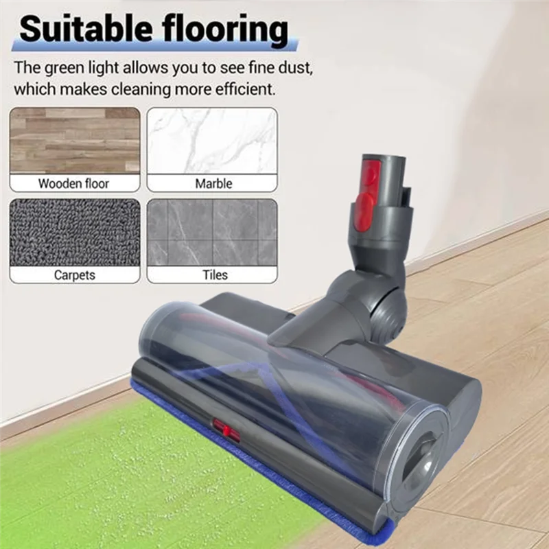 Kit Sikat Rol Lembut Kepala Pembersih Lantai Elektrik untuk Perlengkapan Vakum Dyson V7 V8 V10 V11 V15 dengan Lampu LED Debusa83x