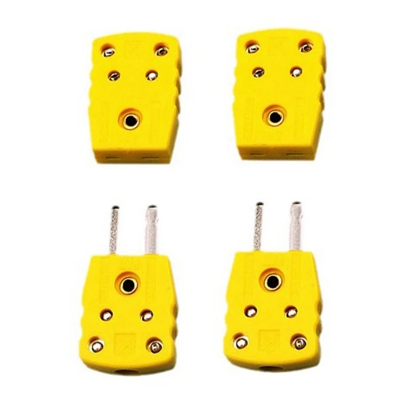 K tipo masculino e feminino termopar plug adaptador kit, conector do sensor de alta temperatura ajustado, 100 ° C, 212 ° F, 2 pares