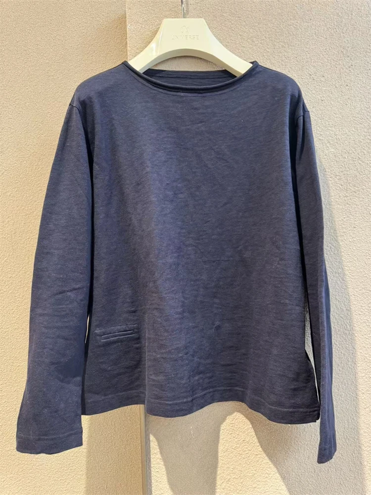 

Белая хлопковая футболка с длинным рукавом для женщин, свободного кроя, с круглым вырезом, универсальная повседневная одежда для женщин