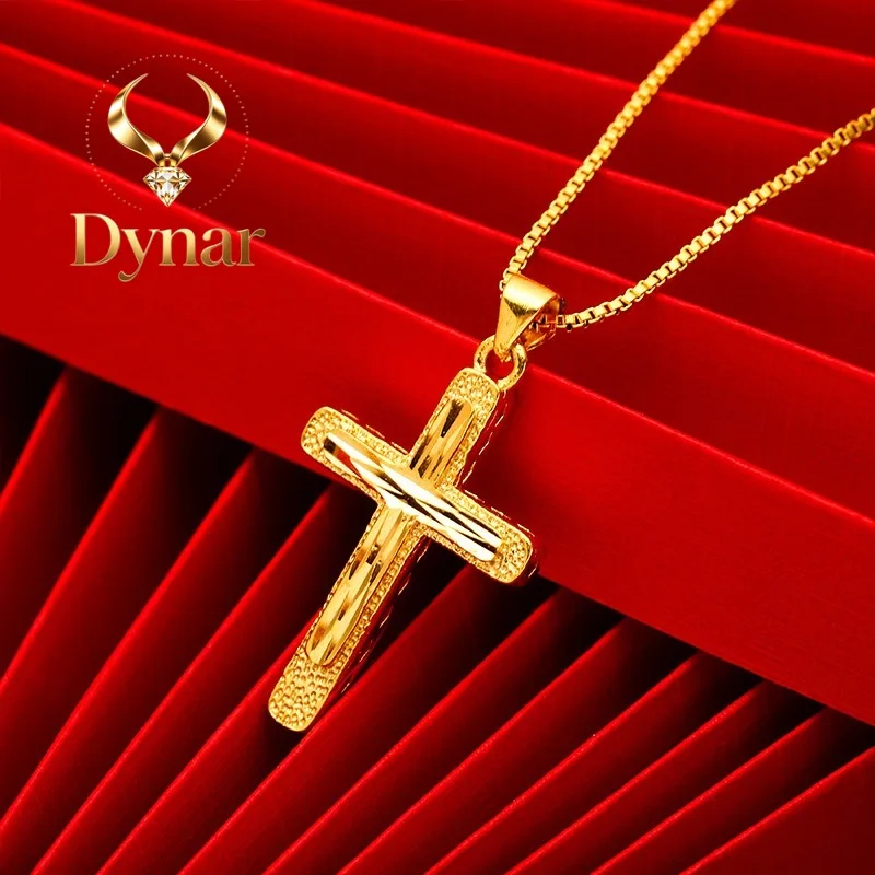 Dynar Jewelry  9999 24K genuine gold classic men's and women's dominant cross necklace men's and women's chain cross gold jewelr