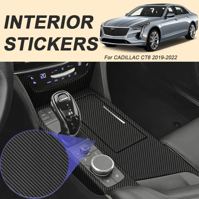 For CADILLAC CT6 2019-2022 LHD Car Carbon Interior Sticker Window Lifting Panel Decal Gear Door Protective Film Auto Accessory