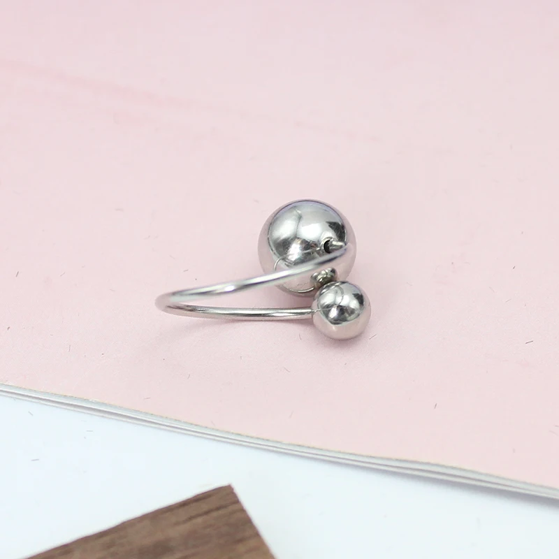 الفولاذ المقاوم للصدأ سلسلة سميكة المشاركة المفتوحة ضبط خواتم للنساء العصرية الفضة اللون هندسية مجوهرات هدية عيد الحب #3