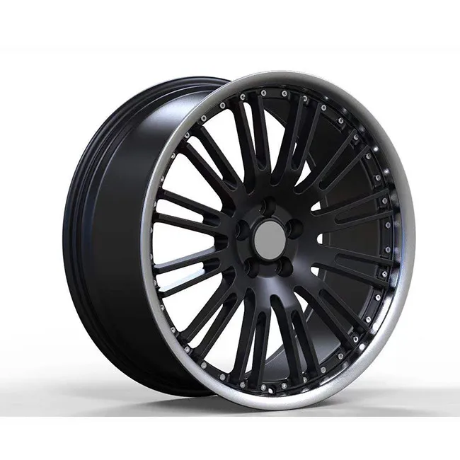 Customised 6061 t6 aluminum alloy 19 inch 2 pcs forged step lip black wheel rims fit for bmw