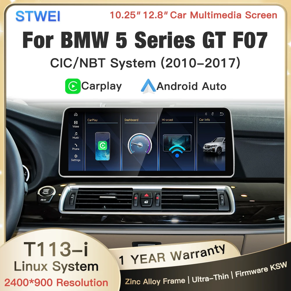 stwei 2026 New for BMW 5 Series GT F07 F18 12.8in Thin Linux System Car Player Wireless CarPlay Android Auto Car Video Player