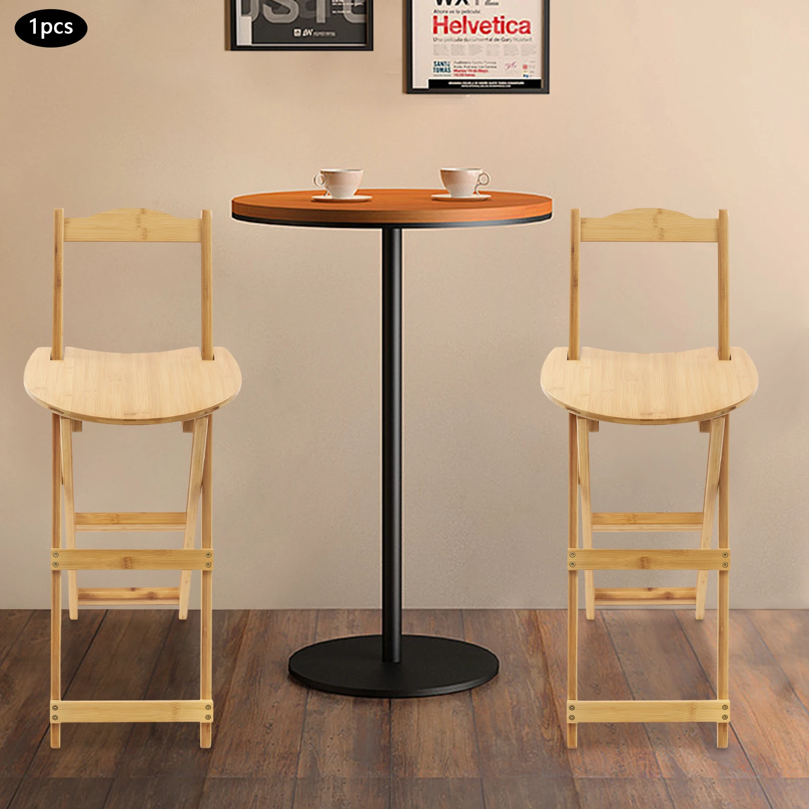 Barhocker, klappbarer Bambus-Küchenstuhl mit Rückenlehne, klappbarer Küchenstuhl, klappbarer Bambus-Barhocker