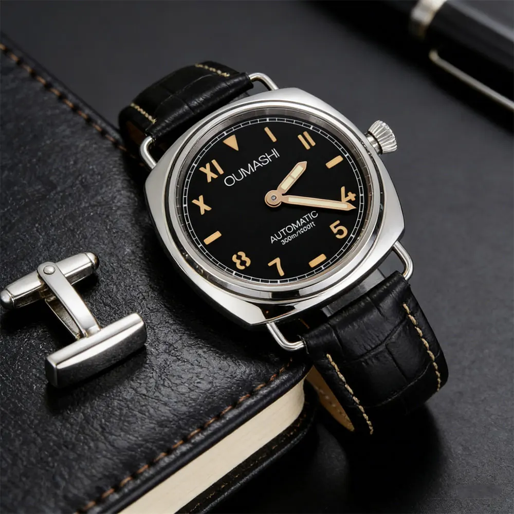 45mm men watch retro pilot's watch ST3600 manual winding mechanical movement luminous sterile dial custom watch
