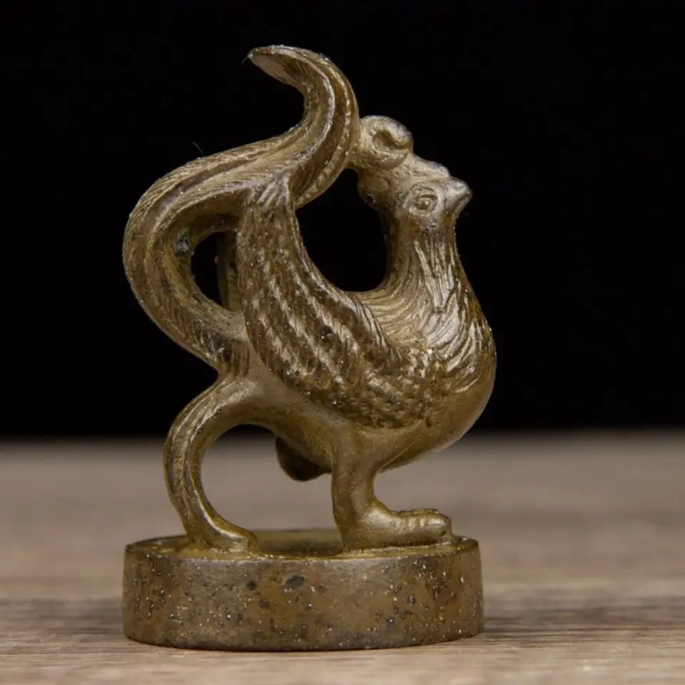 Auspicious vermilion bird round seal Statue Sculpture Figurines Home Garden Decoration Statues For House
