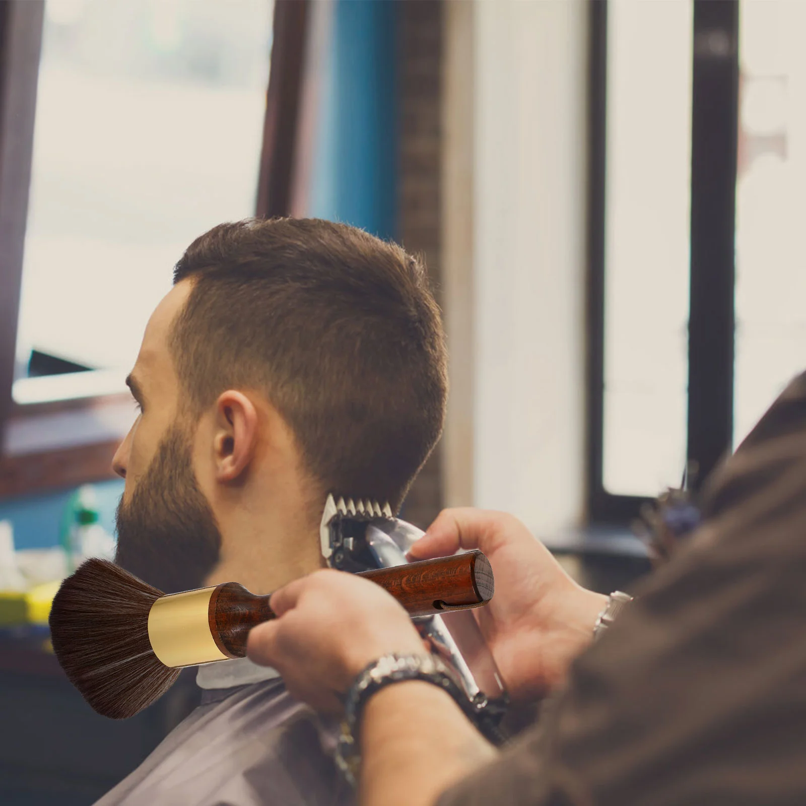 Hair Brush Cleaning Beard Sweep Barber Shop Tool Face Salon Duster Neck Wooden Village Supply Haircut