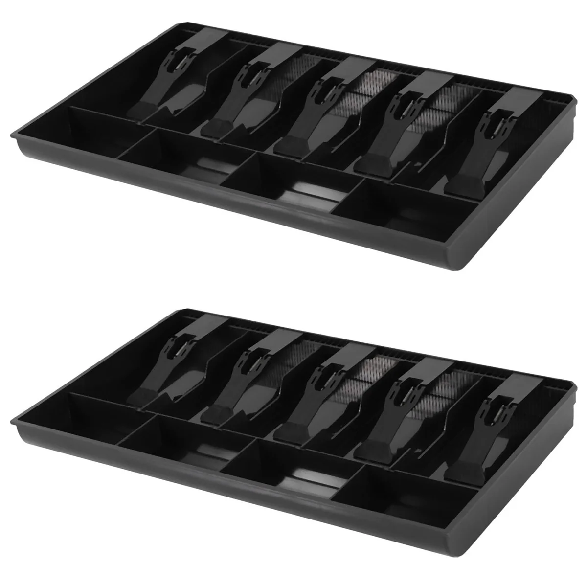 2X Money Cash Coin Register Insert Tray Replacement Cashier Drawer Storage Cash Register Tray Box Classify Store Black