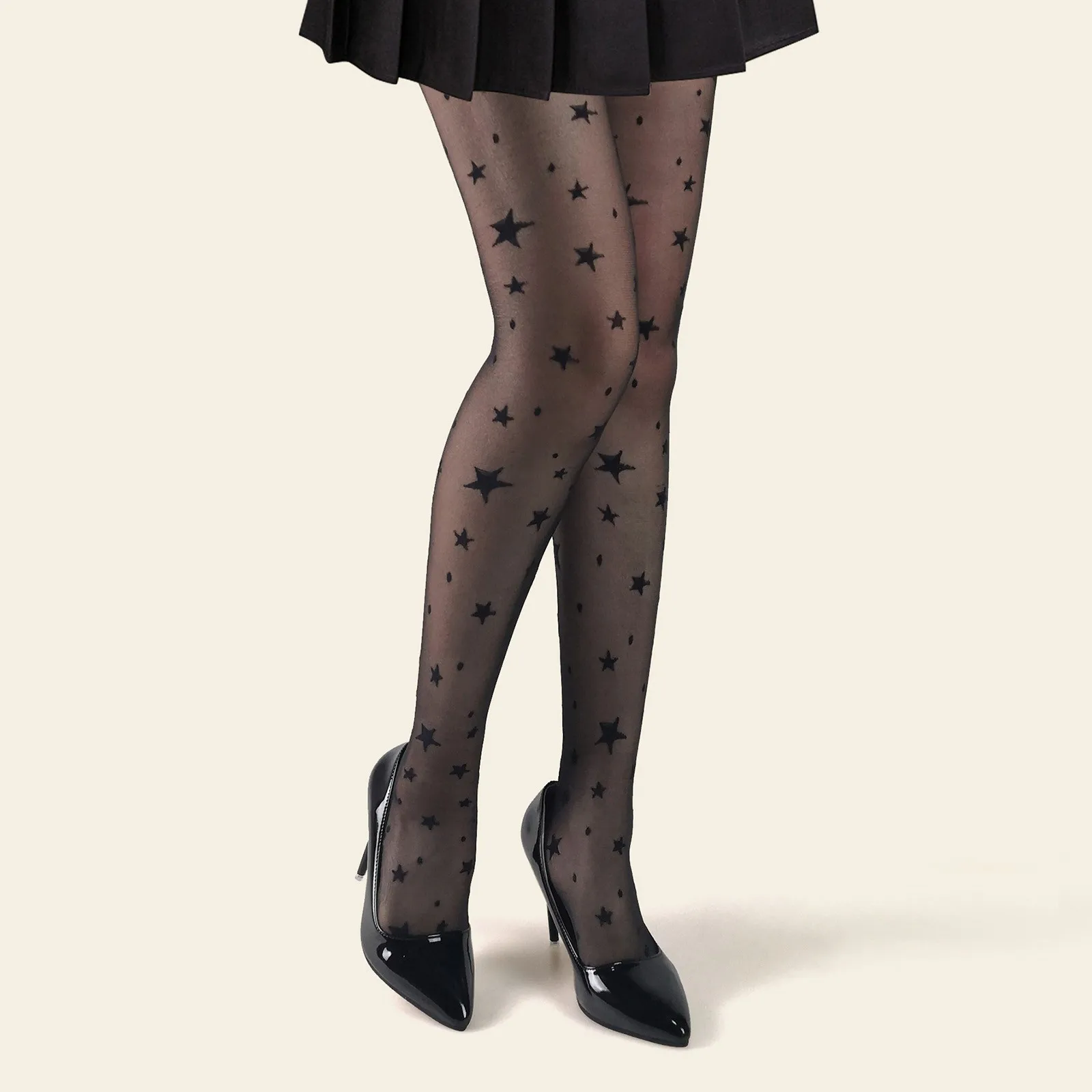Women\'s Sexy Ultra Thin Star Jacquard Pantyhose Transparent Leggings Anti Hook Black Stockings Warm Tights for Women Winter